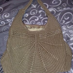 Tan woven purse.
